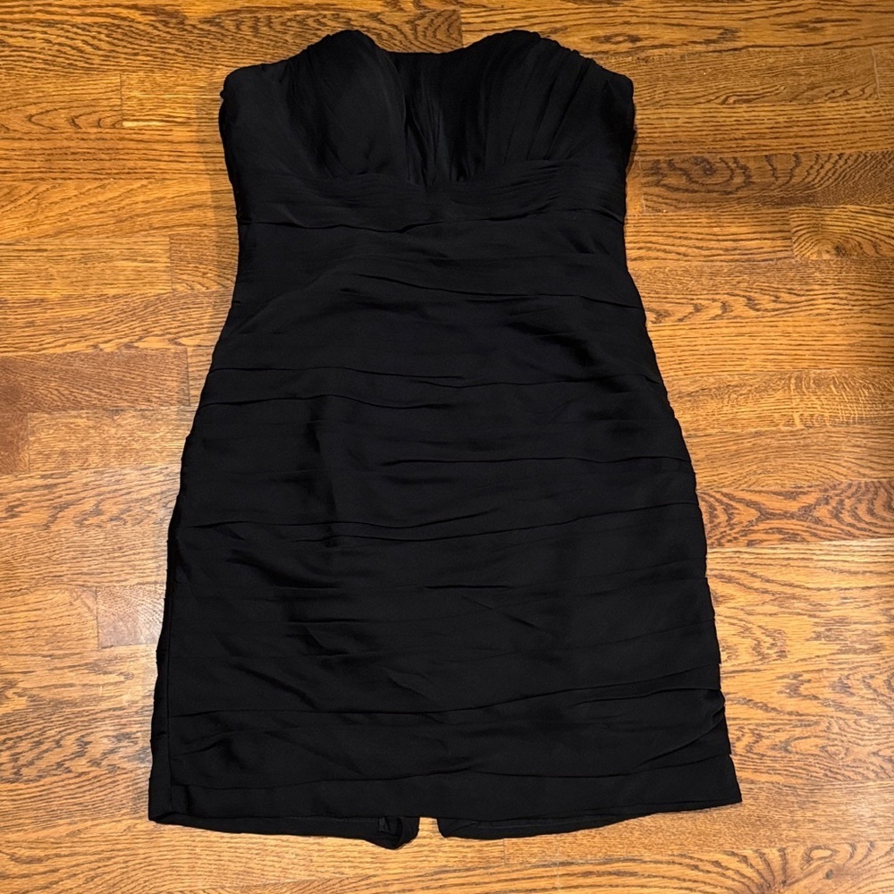Bill Levkoff Strapless Ruched Black Mini Dress size 12